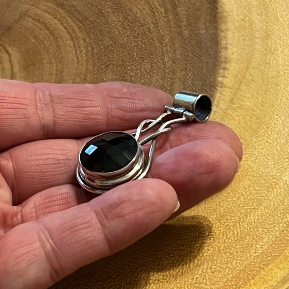 Nice heavy Deep Chocolate Brown Smoky Quartz Sterling Silver Pendant - Picture 3 of 6